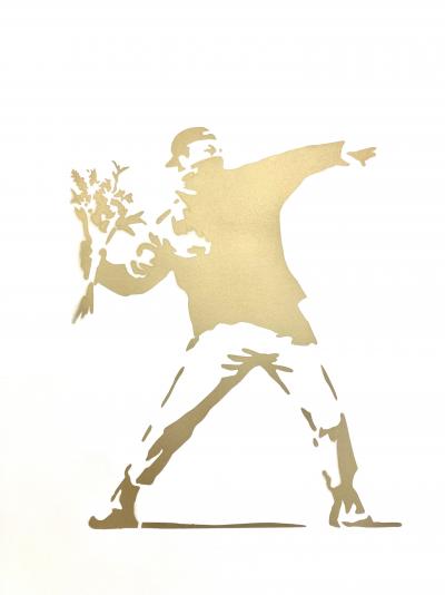 Banksy (d’après) - Flower Thrower (Gold) - Pochoir 2