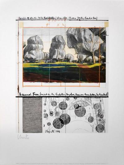 Christo and Jeanne-Claude - Wrapped Trees, 1998 - Impression offset signée 2
