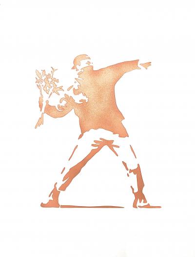 Banksy (d’après) - Flower Thrower (Cuivre) - Pochoir 2