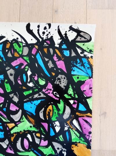 JonOne - Pole Dancers, 2014 - Acrylique et aquarelle sur sérigraphie signée au crayon 2