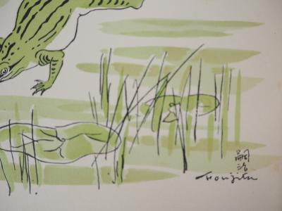 Tsuguharu FOUJITA - Zen, Grenouille au dessus d’un étang - Gravure originale, Signée 2