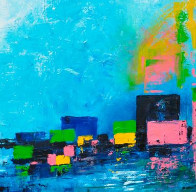 Francoise LAINE - Couleur bonbon - Huile sur toile signée 2