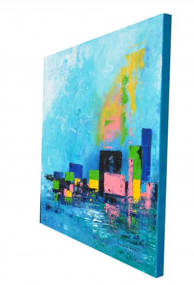 Francoise LAINE - Couleur bonbon - Huile sur toile signée 2
