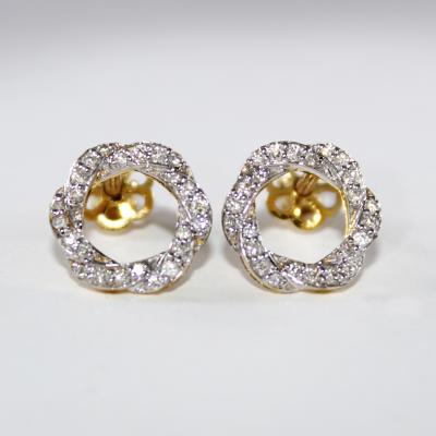 Clous d’oreilles en or jaune et diamants 2
