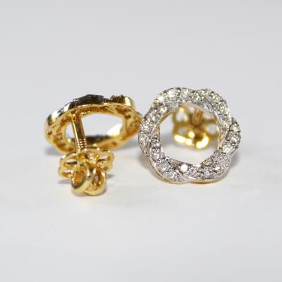 Clous d’oreilles en or jaune et diamants 2