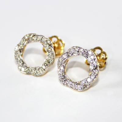 Clous d’oreilles en or jaune et diamants 2