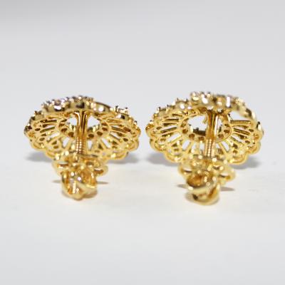 Boucles d'oreilles diamant en or jaune 2