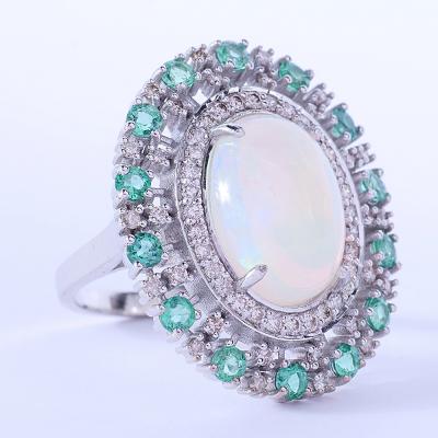 Bague en argent sterling et diamants opale 2