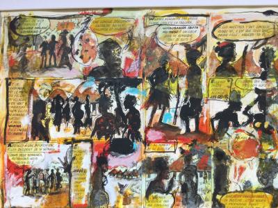 Nicolas d’OLCE - Congo, vers 1990 - Double face.Gouache sur fond de BD signėe 2