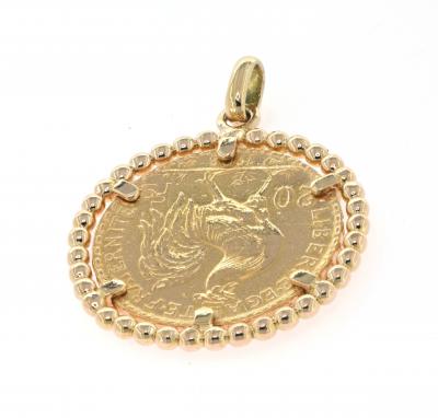Médaillon en or jaune 18 carats pièce d’or 20 francs Marianne 2