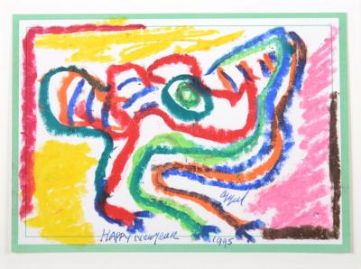 Karel APPEL - Untitled (Happy New Year), 1995  - Pastel on paper 2