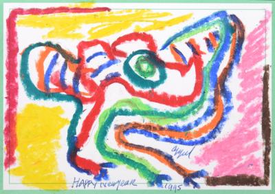 Karel APPEL - Untitled (Happy New Year), 1995  - Pastel on paper 2