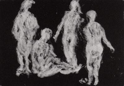 Mark TOBEY - Vier Frauen, 1967 - Original small lithograph on Vélin paper. 2