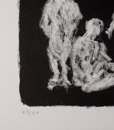 Mark TOBEY - Vier Frauen, 1967 - Original small lithograph on Vélin paper. 2
