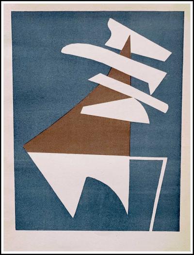 Alberto MAGNELLI - Composition abstraite sur fond bleu, 1952 - lithographie originale 2