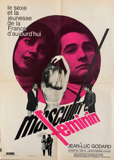 Masculin féminin de Jean-Luc Godard, 1966 - Affiche de cinéma 2