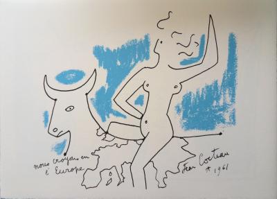 Jean COCTEAU (d’après) : L’enlèvement d’Europe, Lithographie, 1961