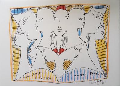 Jean COCTEAU (d’après) : Europe, le doute, Lithographie, 1961 2