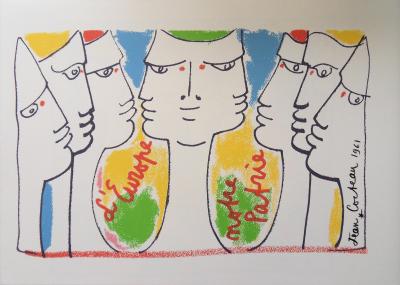 Jean COCTEAU (d’après) : Europe, le temps du compromis, Lithographie, 1961 2