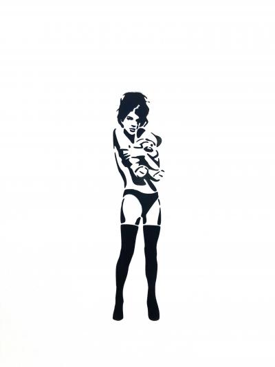 Banksy (d’après) - Sexy Girl Hugging Teddy - Pochoir