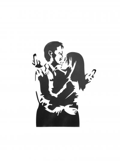 Banksy ( d’après) - Mobile Lovers - Pochoir 2