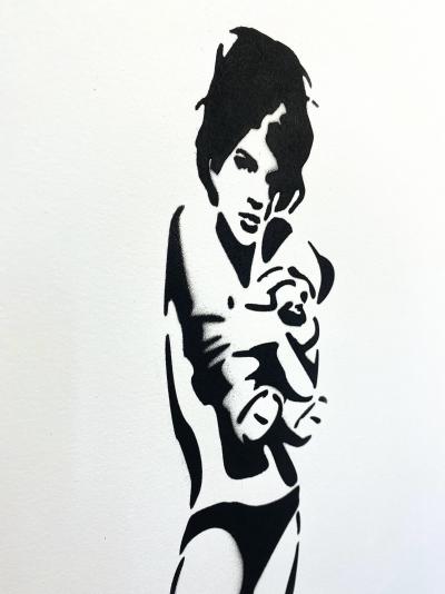 Banksy (d’après) - Sexy Girl Hugging Teddy - Pochoir 2