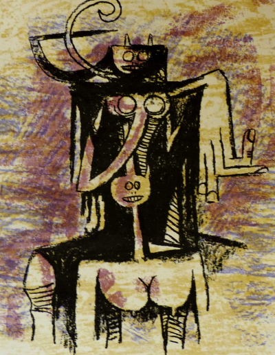 Wifredo LAM - Personnages surréalistes , 1974 - lithographie originale 2