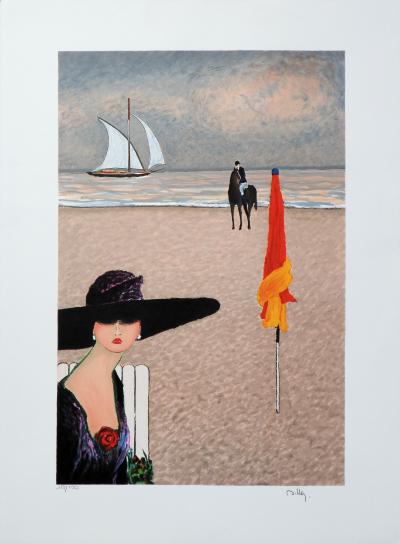 Ramon DILLEY : Elégante à Deauville - Lithographie originale signée au crayon 2