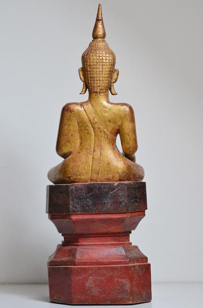 Thaïlande - Grand Bouddha Lanna en bois laqué et dorée, fin du XIXe siècle 2