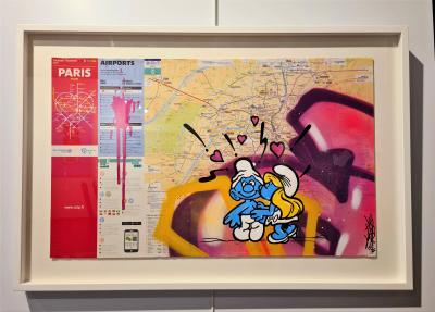FAT - Schtroumpfs Plan métro de Paris - Peinture originale 2