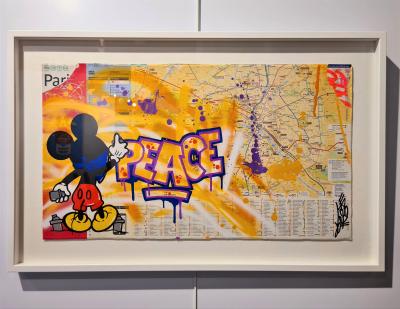 FAT - Mickey Peace Plan métro de Paris, 2019 - Peinture sur papier 2