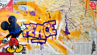 FAT - Mickey Peace Plan métro de Paris, 2019 - Peinture sur papier 2