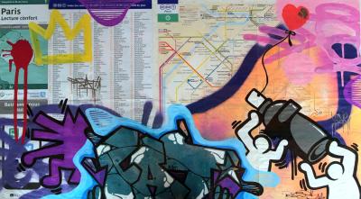 FAT - Plan métro de Paris, 2020 - Peinture sur papier 2
