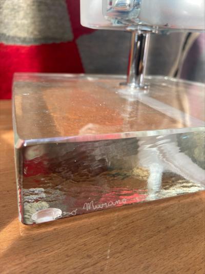 TOSO - Paire de lampes argentées en verre de Murano, vers 1980 2