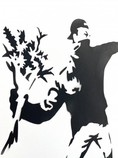 Banksy (d’après) - Flower Thrower (Black) - Pochoir 2