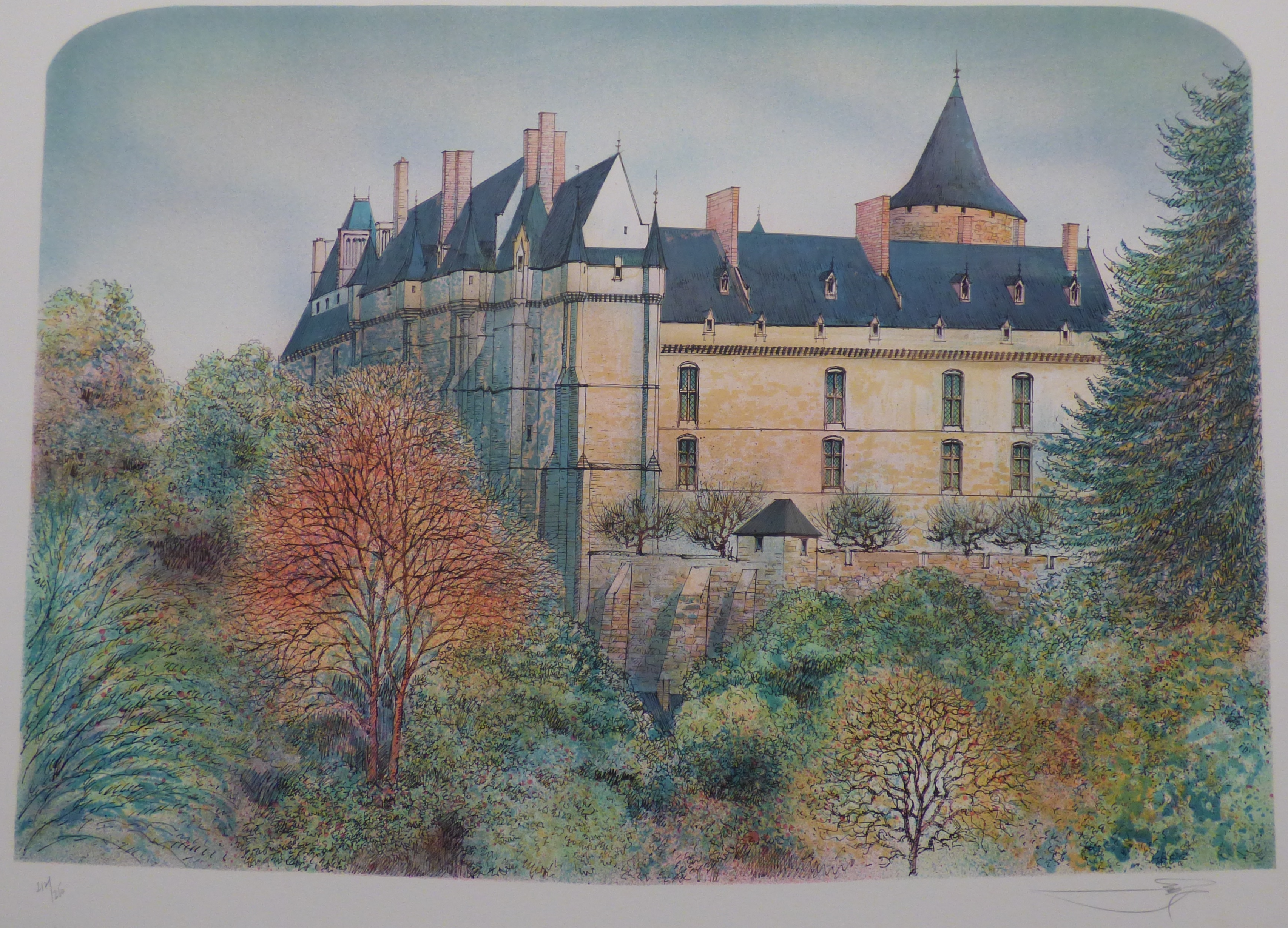 Rolf RAFFLEWSKI - Château de Châteaudun, c.1980 - Lithographie