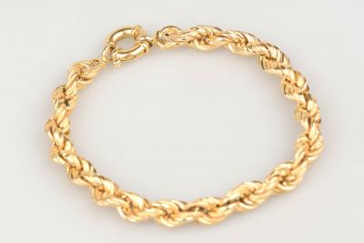 Bracelet en or jaune 18 carats. Maille corde 2