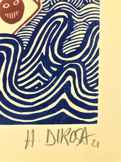 Hervé Di ROSA - Le dé : un coup de dés, 2021 - Bois gravé original signé au crayon 2