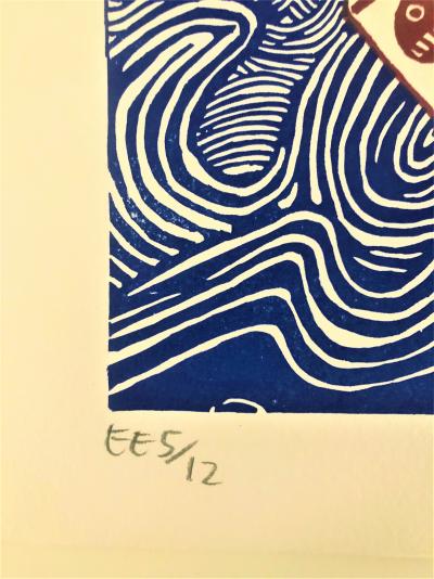 Hervé Di ROSA - Le dé : un coup de dés, 2021 - Bois gravé original signé au crayon 2