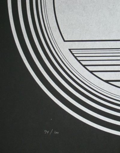 Friedrich GEILER - Composition concrète, 1974 - Linogravure originale signée, datée et numérotée 2