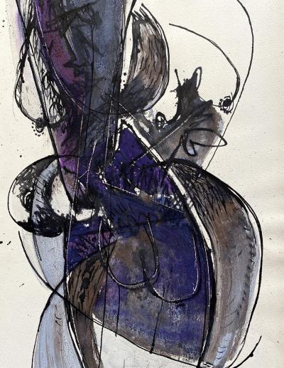 Jan MEYER - Composition, 1979 - Technique mixte sur papier signée 2