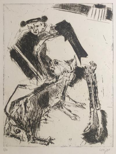 Bernard LORJOU - Muleta, vers 1970 - Eau-forte originale signée 2