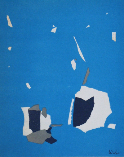 Nicolas DE STAËL ( after ) - Composition fond bleu ciel, 1958 - Lithographe signed 2