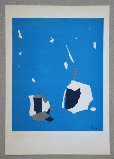 Nicolas DE STAËL ( after ) - Composition fond bleu ciel, 1958 - Lithographe signed 2
