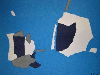 Nicolas DE STAËL ( after ) - Composition fond bleu ciel, 1958 - Lithographe signed 2