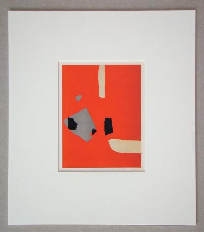 Nicolas DE STAËL (after) - Composition fond orange, 1958 - Lithographe signed and dated 2