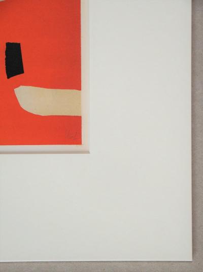 Nicolas DE STAËL (after) - Composition fond orange, 1958 - Lithographe signed and dated 2