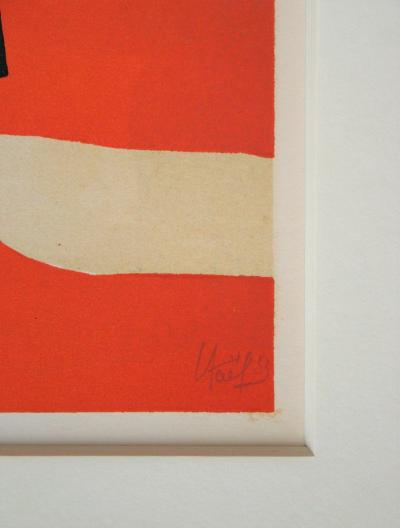 Nicolas DE STAËL (after) - Composition fond orange, 1958 - Lithographe signed and dated 2