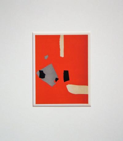 Nicolas DE STAËL (after) - Composition fond orange, 1958 - Lithographe signed and dated 2