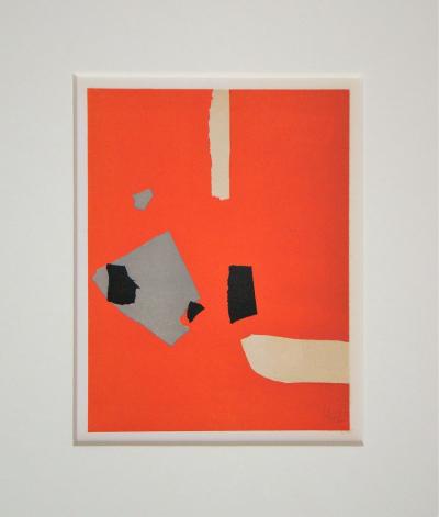 Nicolas DE STAËL (after) - Composition fond orange, 1958 - Lithographe signed and dated 2